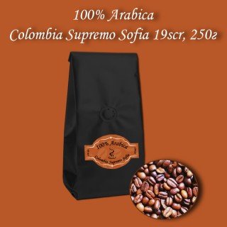 Кава зернова Arabica Colombia Supremo Sofia 19scr (Арабіка Колумбія Супремо Софія) 250г.  БЕЗКОШТОВНА ДОСТАВКА від 1кг!